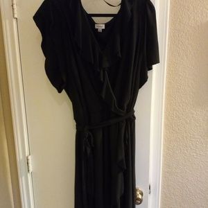2/$30 Black Midi Faux Wrap Dress, Size 26/28